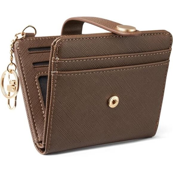 Accessories - Slim Wallet for Women, 3-Cross Grain-Coffee
